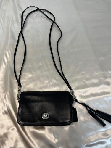Coach Black Leather Crossbody Wallet Bag