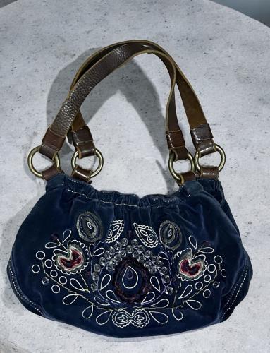 Vintage Y2K VELVET VELOUR shoulder Bag Purse Satch...