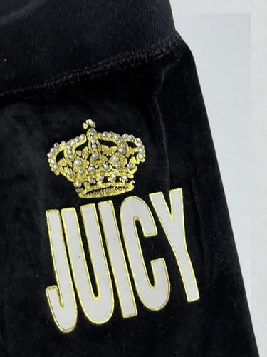 Juicy Couture Black Velour Pants with Crown “JUICY...