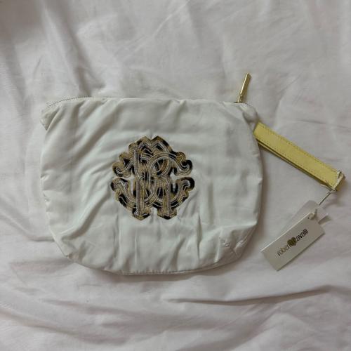 Roberto Cavalli Off-White Monogram Embroidered Pouch