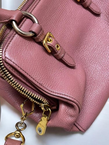 Miu Miu Old Rose Pink Madras Leather Doctor Bag