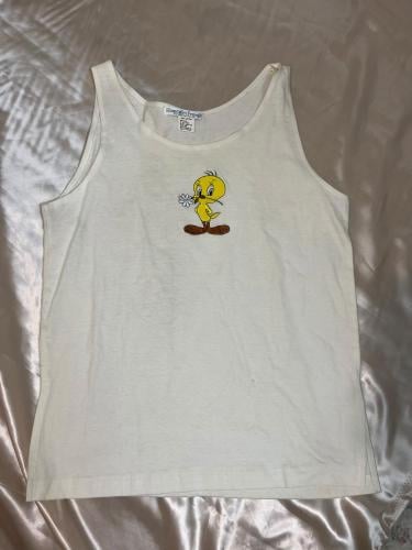 et Femme White Tweety Sleeveless Top - Size M-L