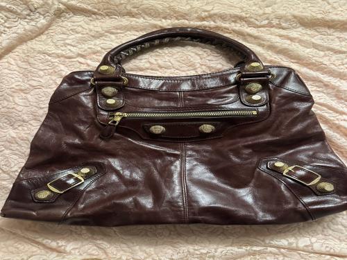 BALENCIAGA Dark red Lambskin Leather Giant 21 Gold...