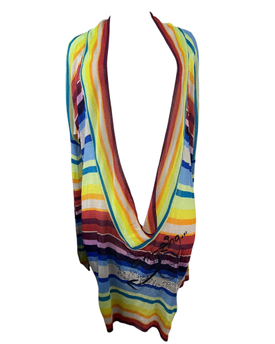 Desigual Multi-Color Striped Knit Long Cardigan - Size L