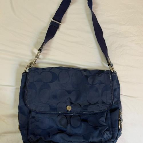 Coach Blue Signature Canvas Messenger Flap Bag
