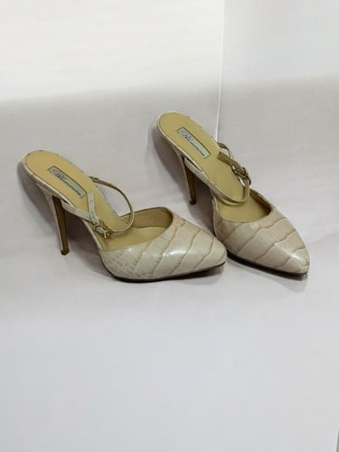Balmain Beige Slingback Heels ,size :37