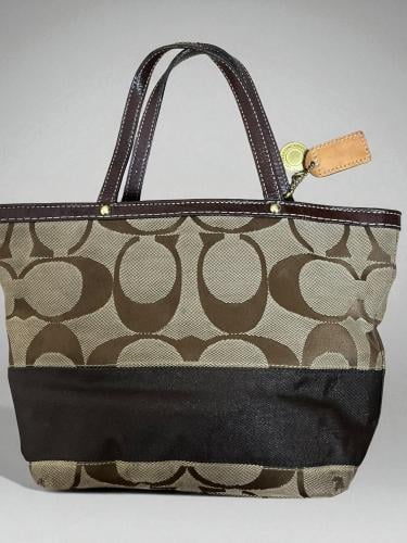 COACH Signature 10123 Tote Bag handbag Brown Beige...