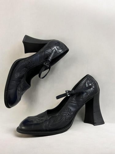 Prada Floral Embroidered Mary Jane Pumps Size:38 1...