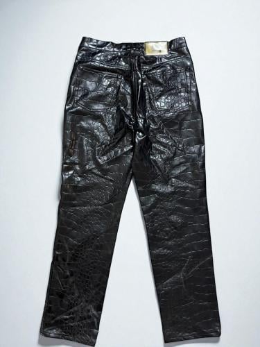 Iceberg Black Crocodile-Print Leather Pants - Size...