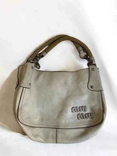 Miu Miu White Leather Cut Hobo