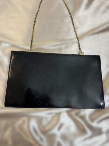 Gucci Black Patent Leather Chain Shoulder Bag