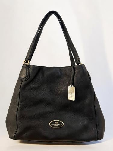 Coach Black Grained Leather Edie Shoulder Bag