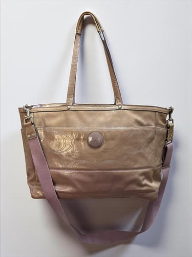Coach Beige and purple tote bag