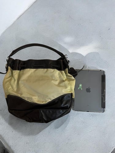 Prada Tessuto Shoulder Neutrals Bucket Bag