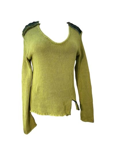 Morni Collection Lime Green V-Neck Knit Sweater