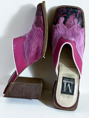 Milano Pink Leather Heeled Shoes - Size 40
