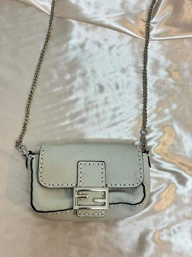 Fendi Light Grey Leather Shoulder Bag