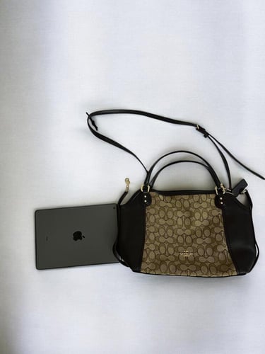 Coach Beige/Brown Signature Canvas and Leather Sat...