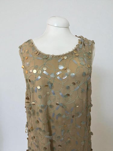Frank Usher Gold Sequin Dress - Size UK 20 - XL