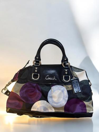COACH F15451 Ashley Purple Black Convertible Satch...
