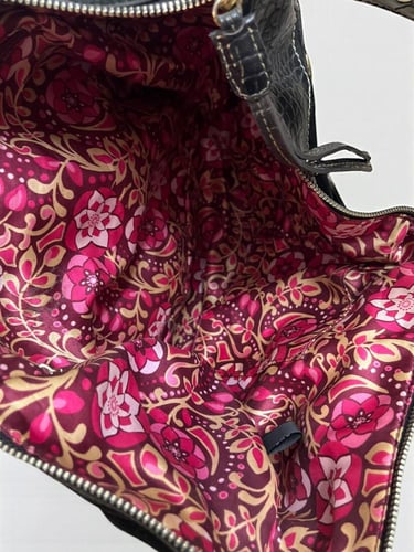 G by Guess Black Croc-Embossed Leather Shoulder Ba...