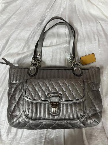 Coach Grey Quilted Leather Handbag