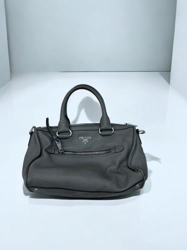 Prada Grayish Leather Handbag Shoulder Bag Grey