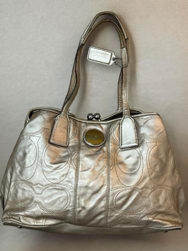 Coach Gold Multi Compartment Shoulder Hand Bag