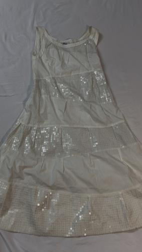 Moschino Off-White Sequin Embellished Tiered Tank dress -size M -
