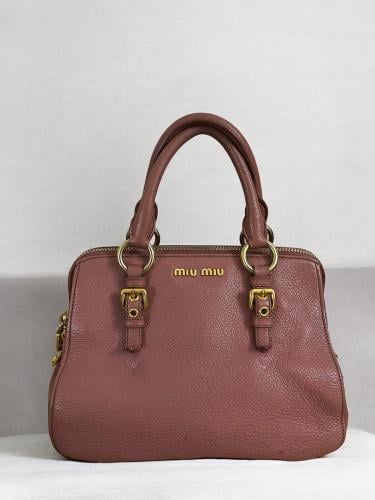 Miu Miu Old Rose Pink Madras Leather Doctor Bag