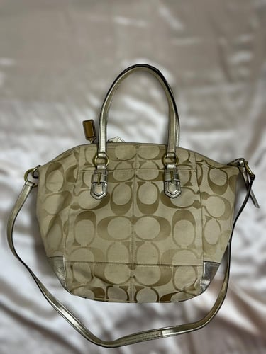 Coach Beige Monogrammed Tote Bag