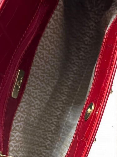 Aigner Burgundy Croc-Embossed Leather Bag