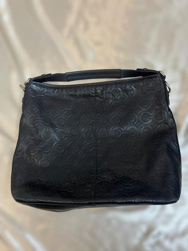 Coach Black Embossed Leather Shoulder Bag