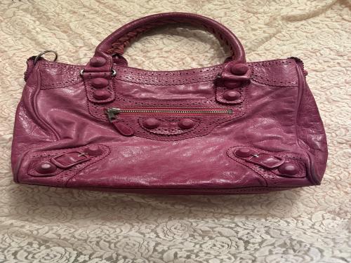 Balenciaga pink leather Motocross Giant City handb...