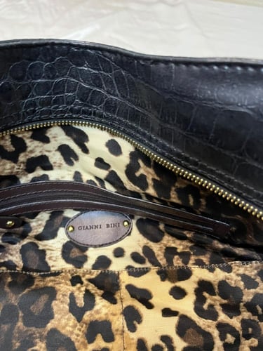 Gianni Bini Black Leather Large Tote Bag