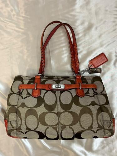 Coach brown and orange Leather Handbag