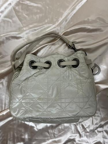 Christian Dior Beige Quilted Nylon Hobo Bag