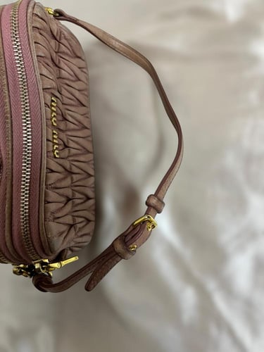 Miu Miu Brown Matelassé Leather Mini Shoulder Bag