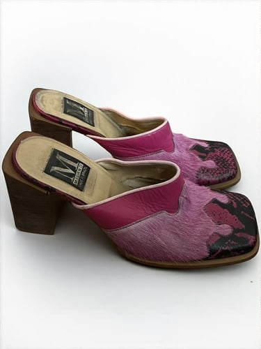 Milano Pink Leather Heeled Shoes - Size 40