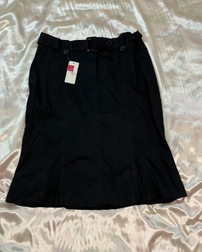 Camaïeu International Black Belted A-Line Midi Skirt - Size FR 42 / UK 14