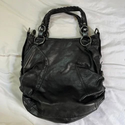 Black Leather Hobo Bag