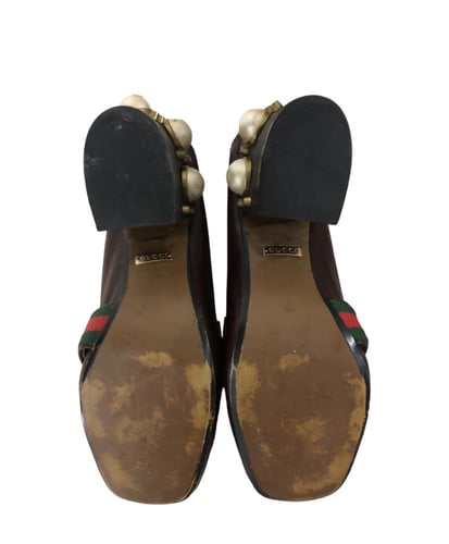 GUCCI Mid-heel leather loafers ,size:36