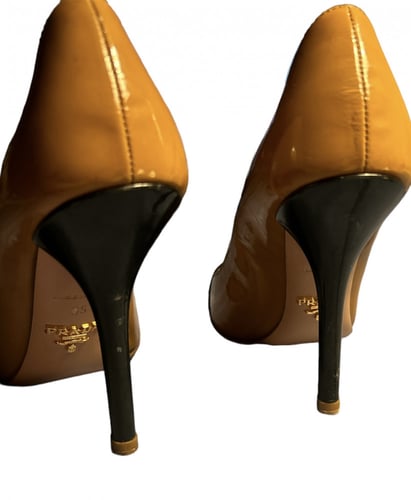PRADA Patent Leather Colorblock Pattern Pumps, siz...