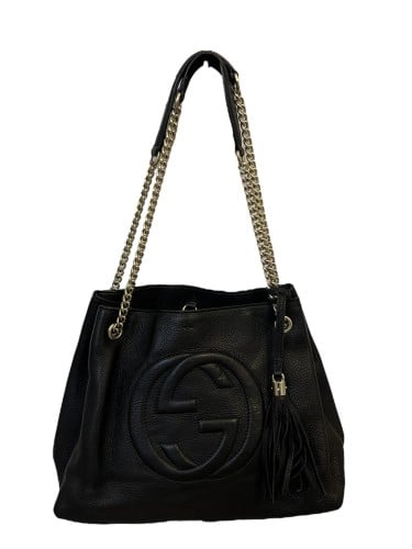 Gucci Black Pebbled Leather Medium Soho Tote