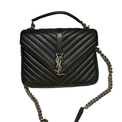 SAINT LAURENT Sheepskin Matelasse Chevron Monogram...