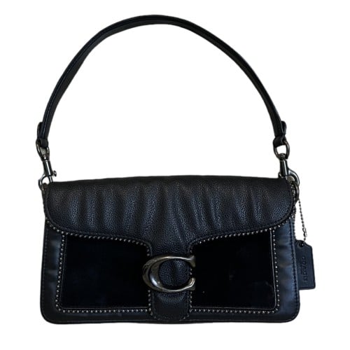 TABBY MIX LEATHER SHOULDER BAG W/ BEADED GUNMETAL...