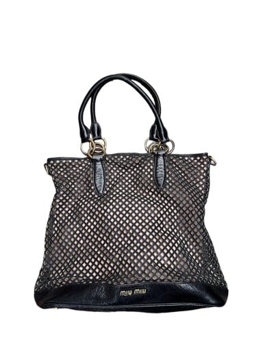 Miu Miu Black Perforated Leather Top Handle Bag