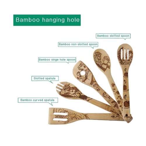 طقم مكون من 5 ملاعق خشب للجميلة والوحش