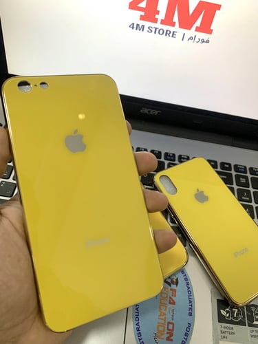 كفر ايفون زجاج أصفر Yellow glass case
