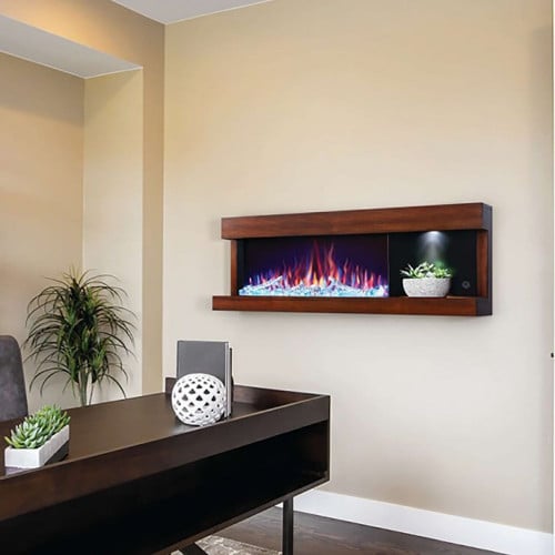 دفاية كهربائية مع جهاز تحكم و الخشب المحيط بها